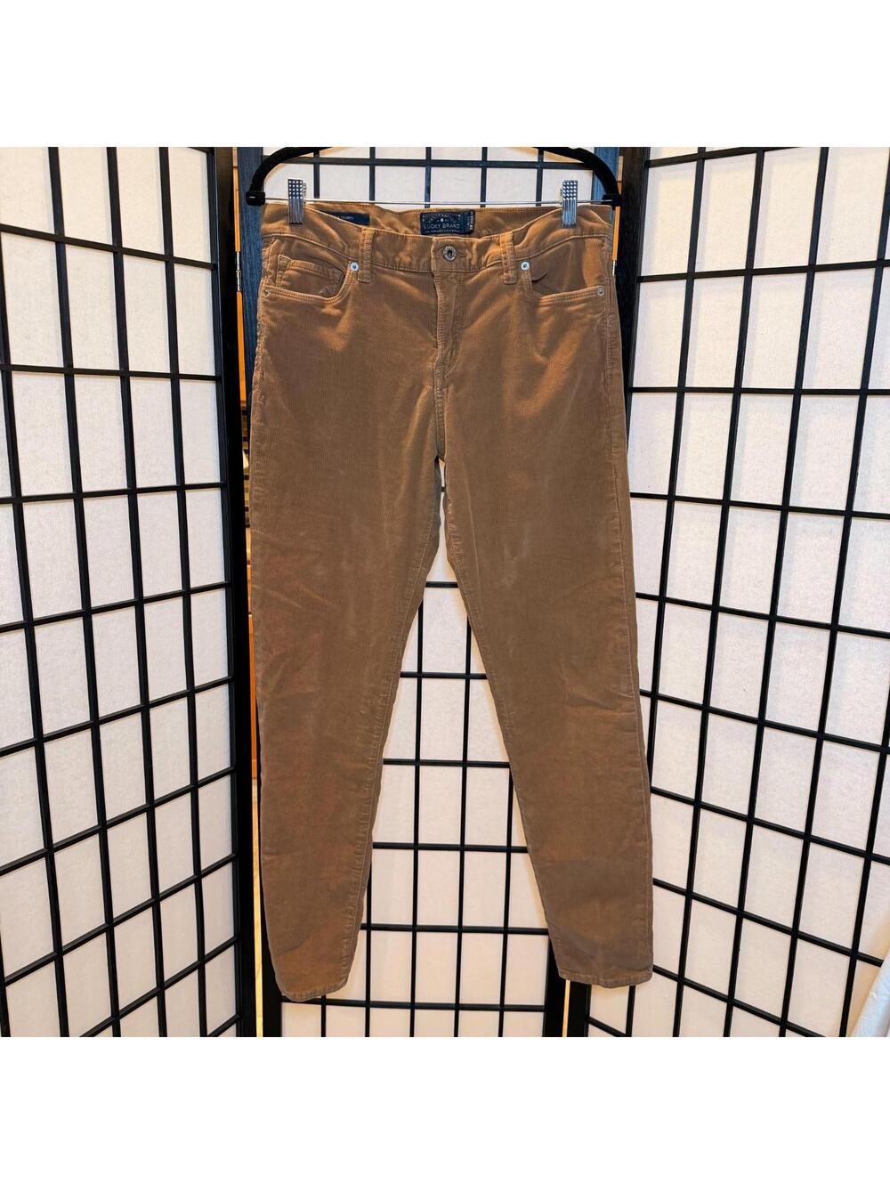 Lucky Brand Sofia Skinny Pants Womens Size 10 Rust Brown Corduroy